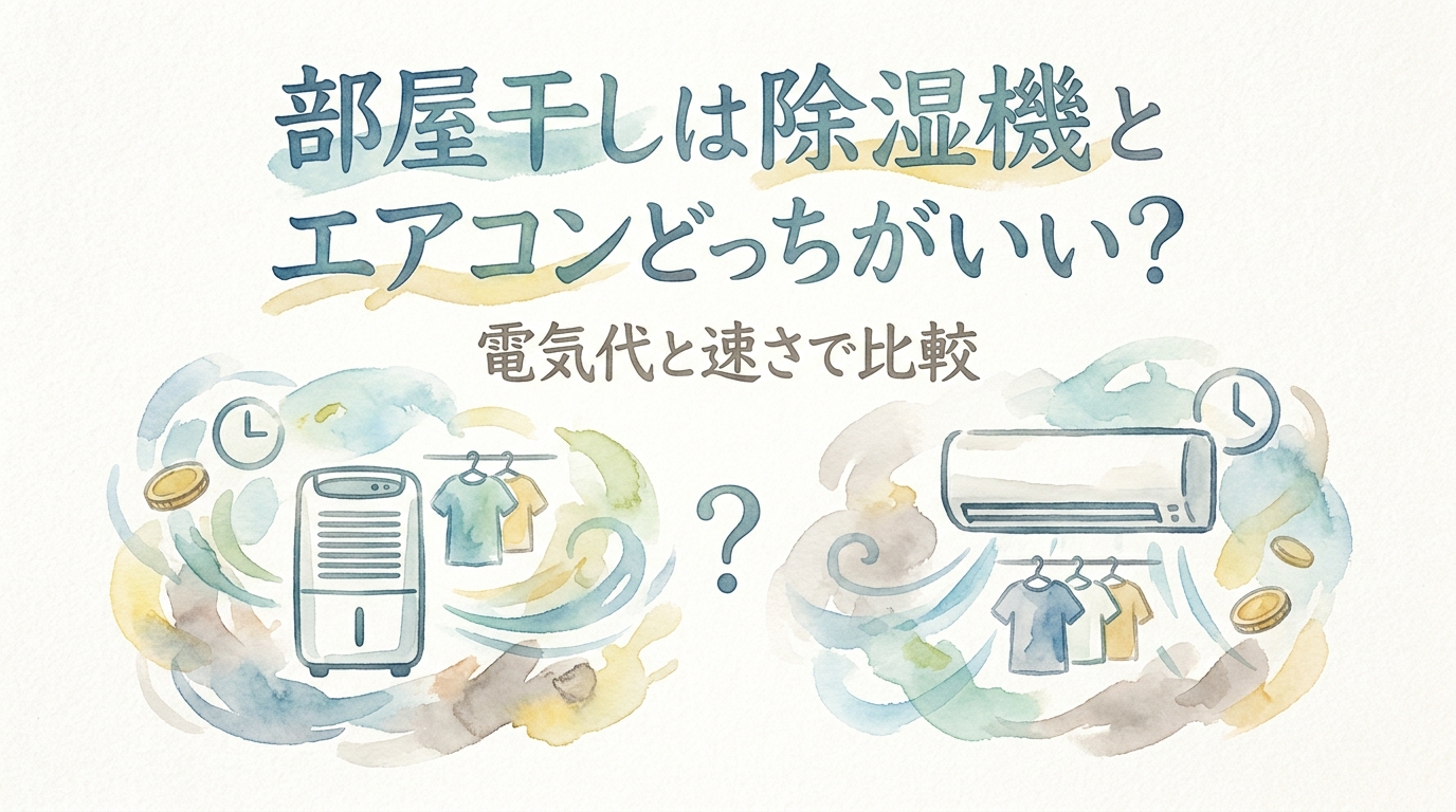 部屋干しは除湿機とエアコンどっちがいい?電気代と速さで比較