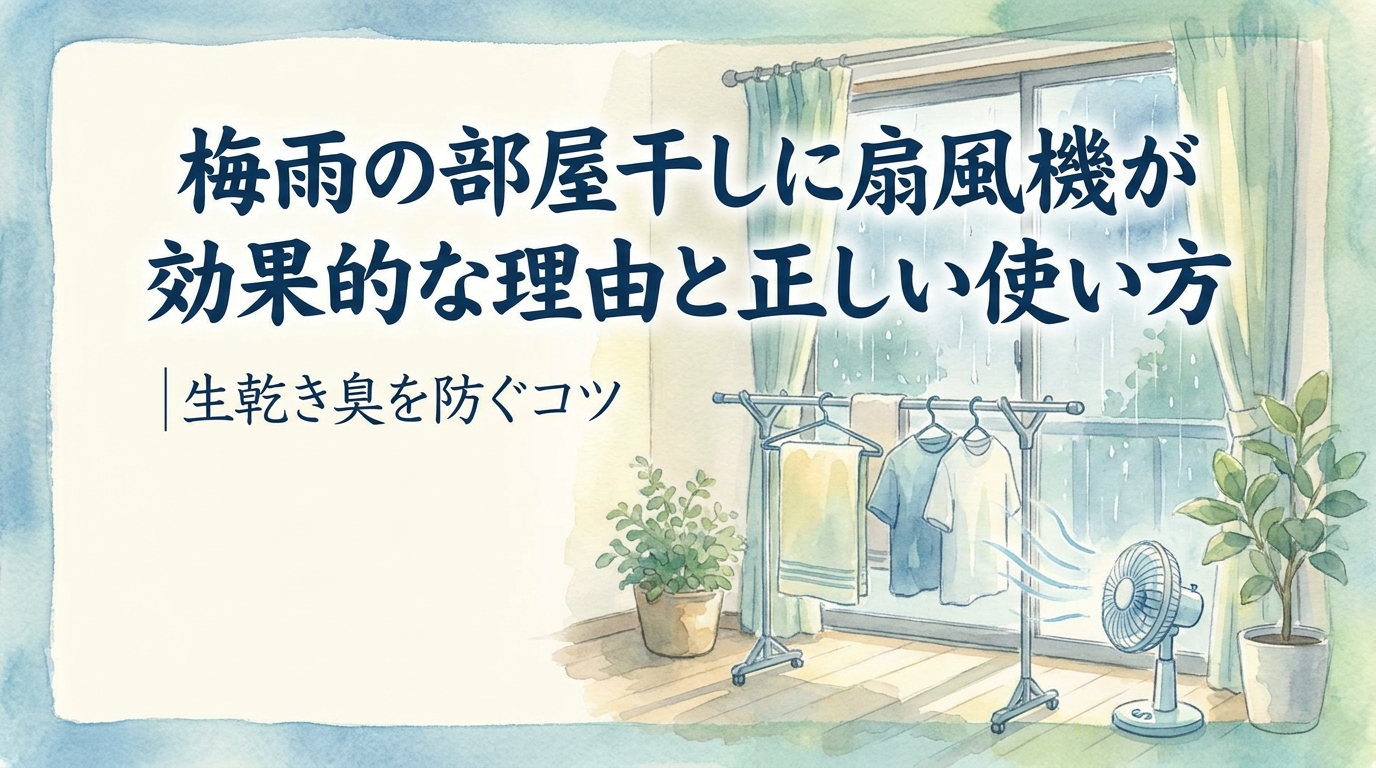 梅雨の部屋干しに扇風機が効果的な理由と正しい使い方|生乾き臭を防ぐコツ