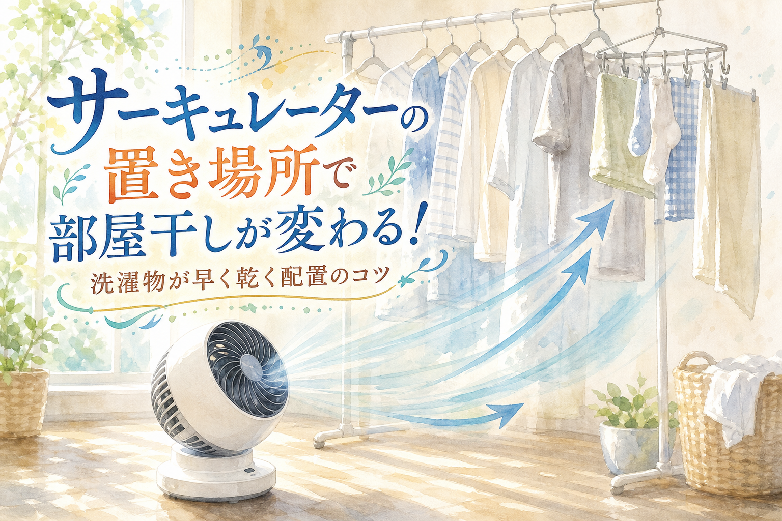 サーキュレーターの置き場所で部屋干しが変わる!洗濯物が早く乾く配置のコツ