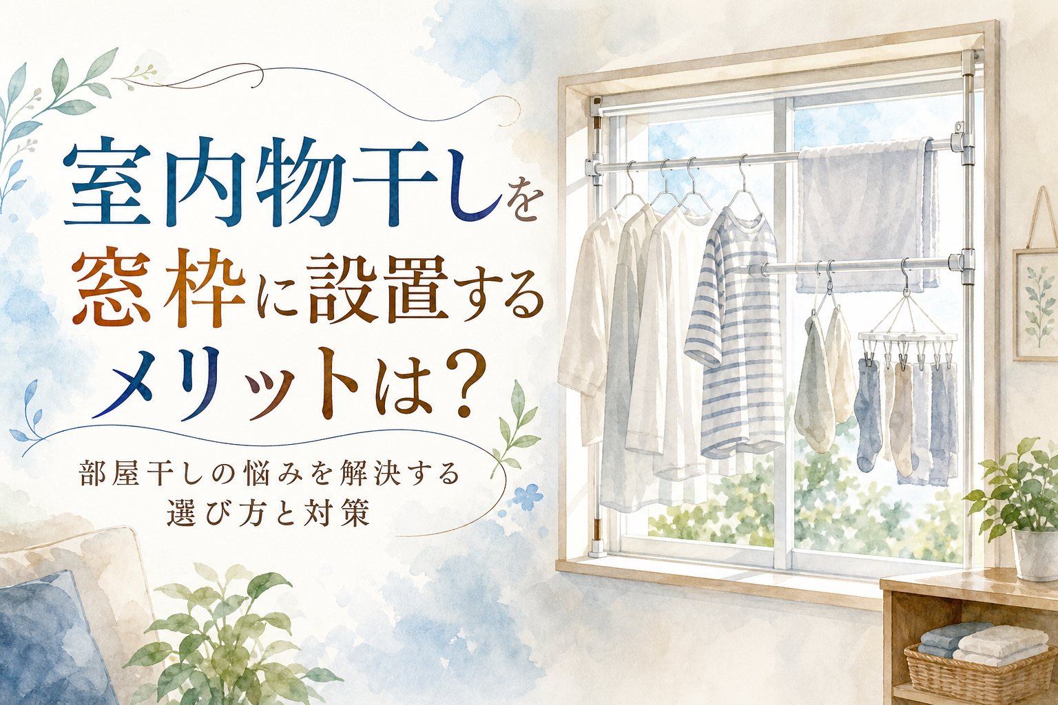 室内物干しを窓枠に設置するメリットは?部屋干しの悩みを解決する選び方と対策