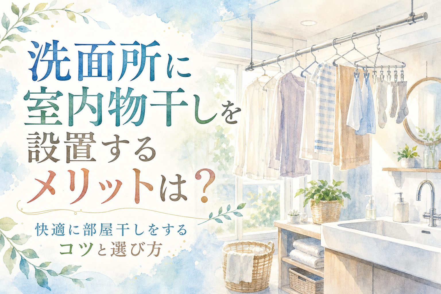 洗面所に室内物干しを設置するメリットは?快適に部屋干しをするコツと選び方