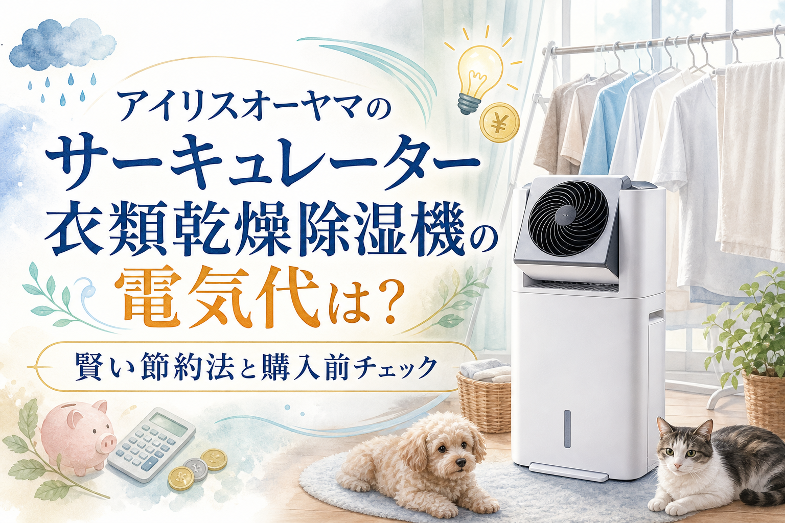 アイリスオーヤマのサーキュレーター衣類乾燥除湿機の電気代は?賢い節約法と購入前チェック