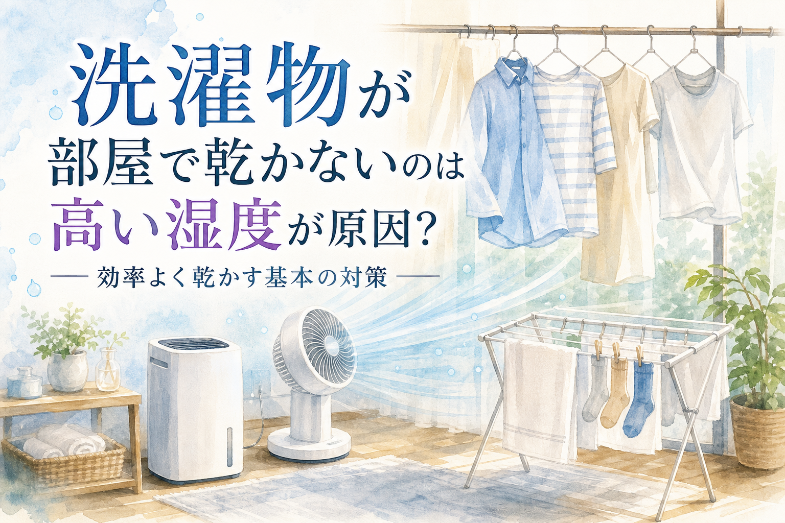 洗濯物が部屋で乾かないのは高い湿度が原因?効率よく乾かす基本の対策