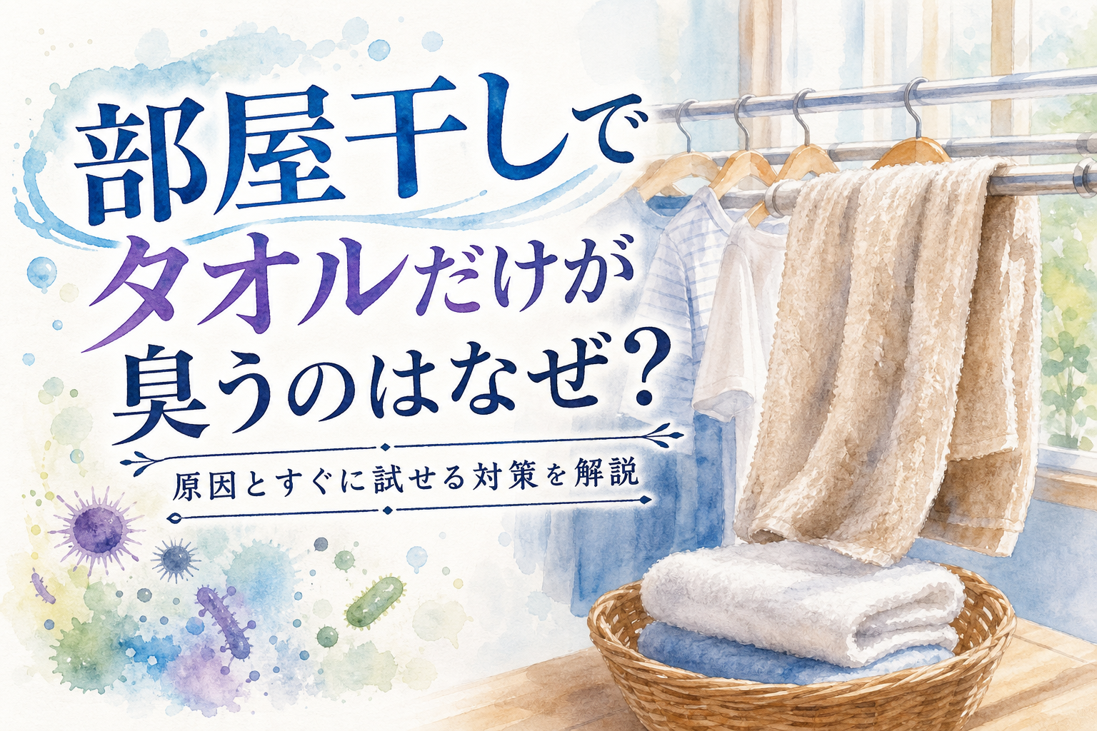 部屋干しでタオルだけが臭うのはなぜ?原因とすぐに試せる対策を解説