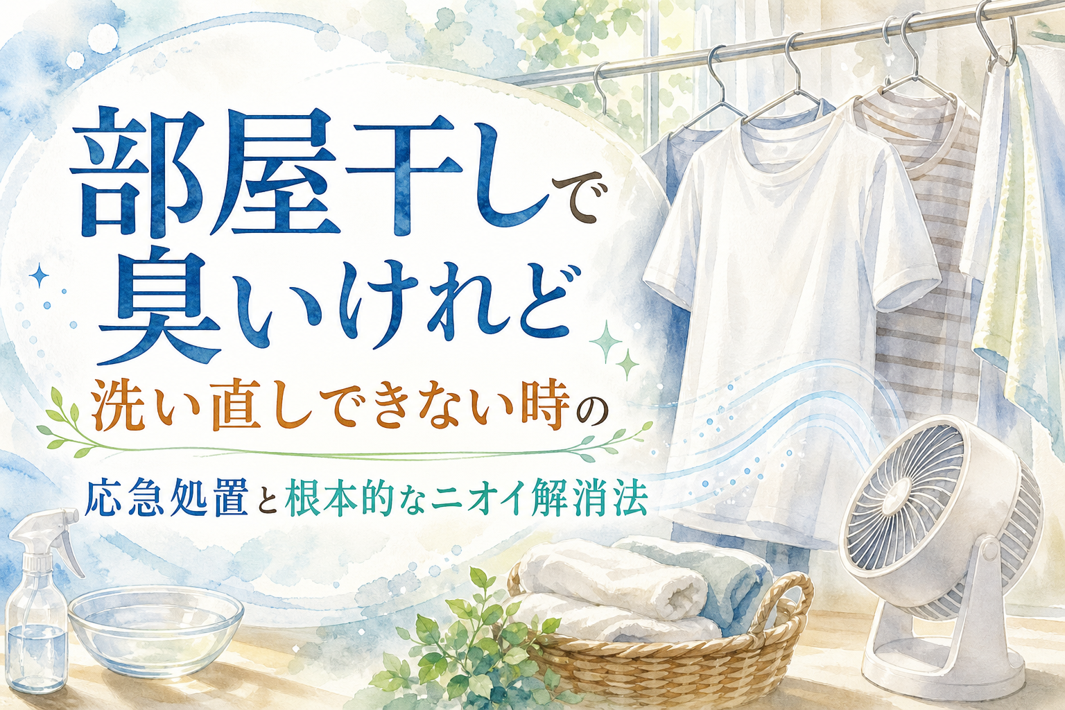 部屋干しで臭いけれど洗い直しできない時の応急処置と根本的なニオイ解消法