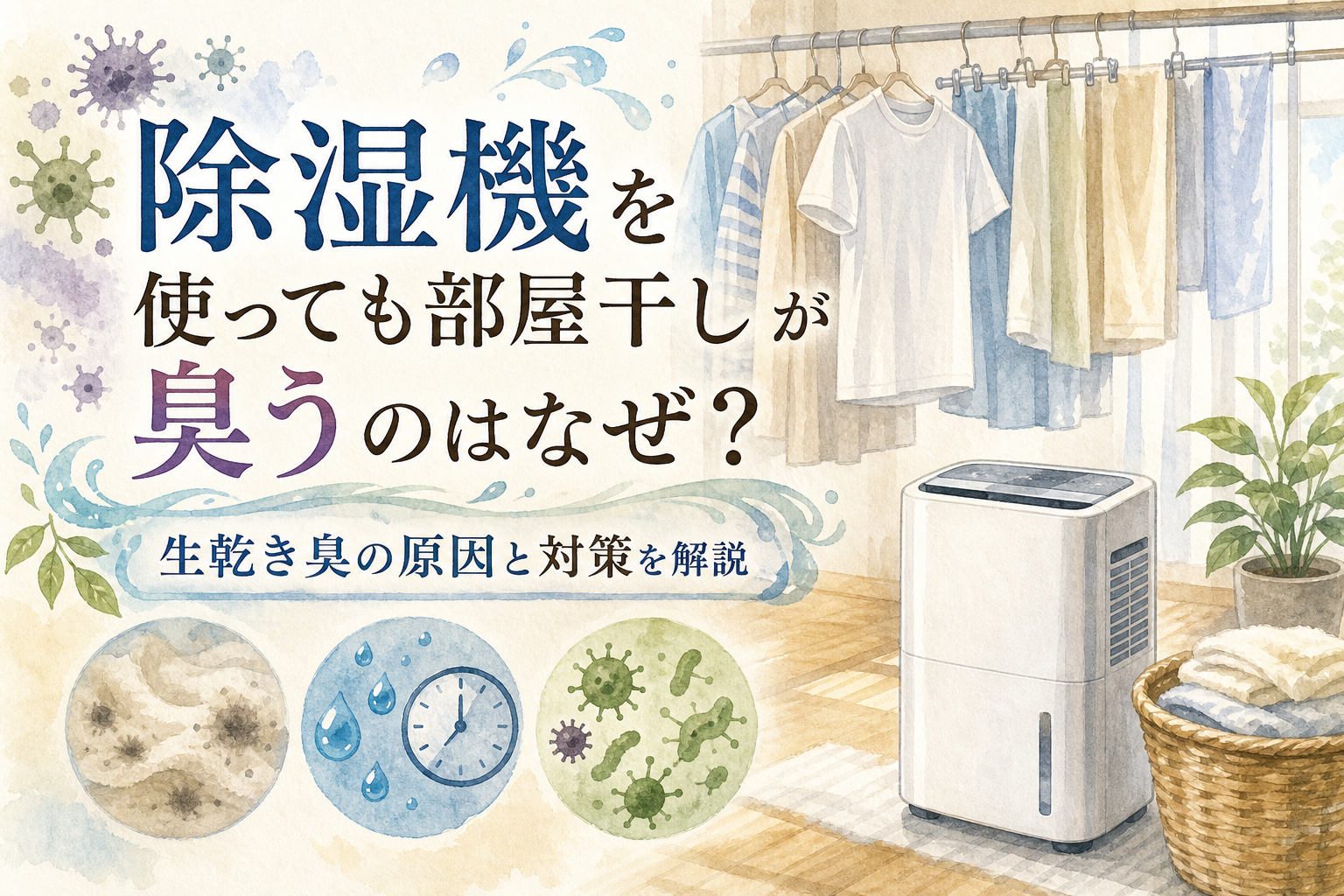 除湿機を使っても部屋干しが臭うのはなぜ?生乾き臭の原因と対策を解説