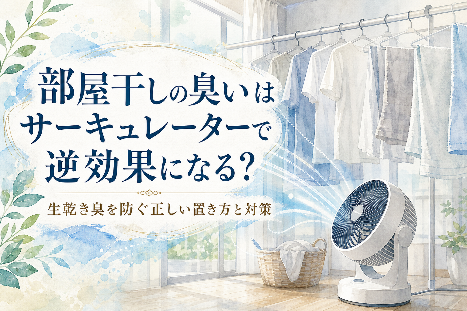 部屋干しの臭いはサーキュレーターで逆効果になる?生乾き臭を防ぐ正しい置き方と対策