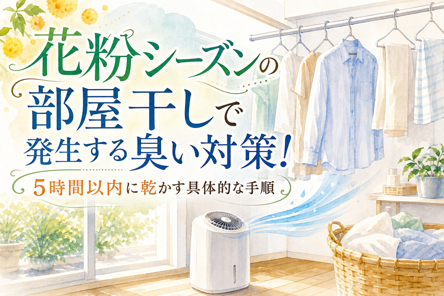 花粉シーズンの部屋干しで発生する臭い対策!5時間以内に乾かす具体的な手順