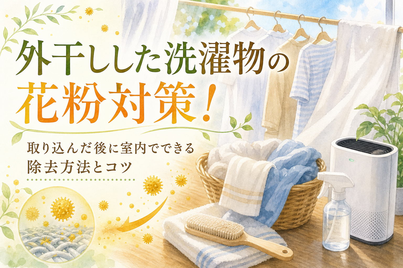 外干しした洗濯物の花粉対策!取り込んだ後に室内でできる除去方法とコツ