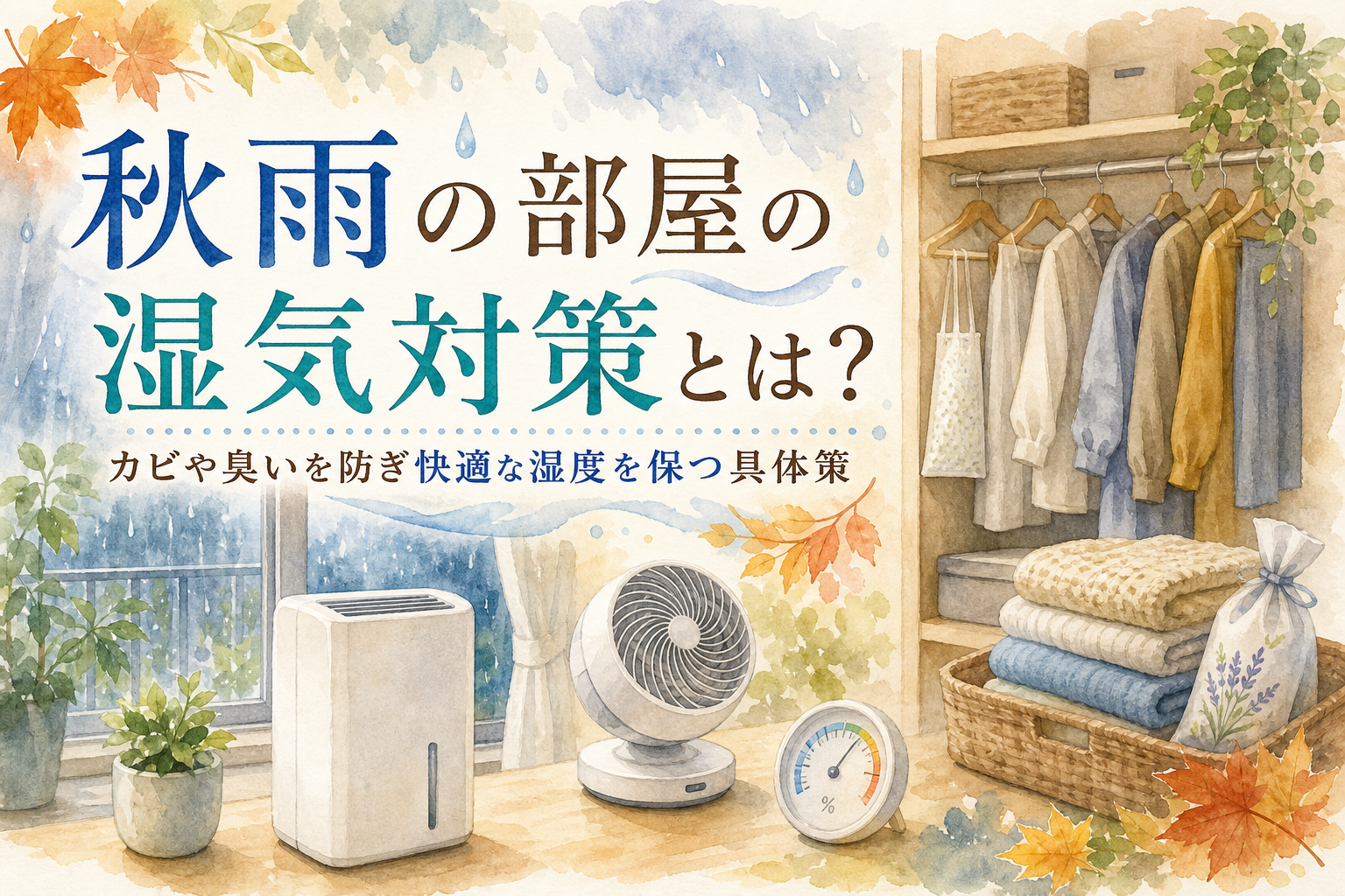 秋雨の部屋の湿気対策とは？カビや臭いを防ぎ快適な湿度を保つ具体策