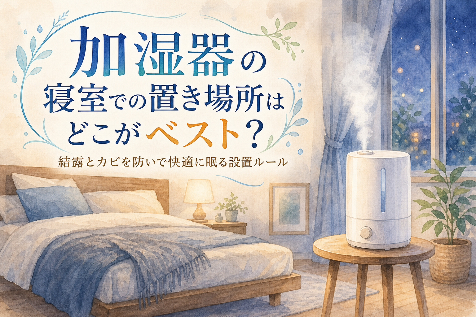加湿器の寝室での置き場所はどこがベスト？結露とカビを防いで快適に眠る設置ルール