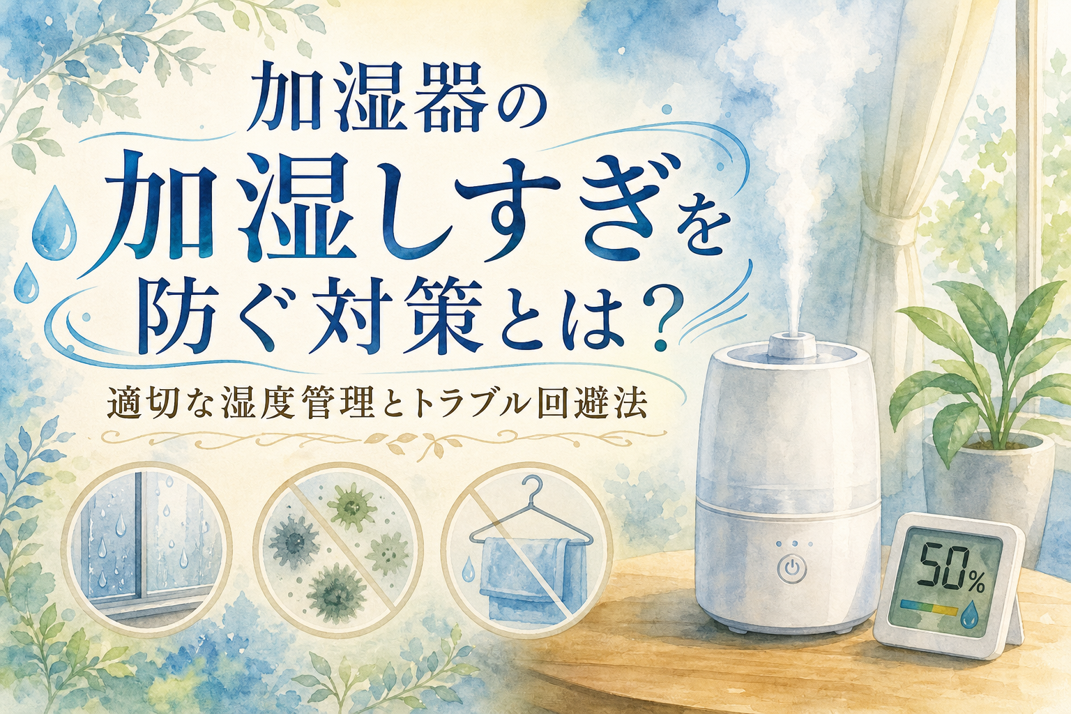 加湿器の加湿しすぎを防ぐ対策とは?適切な湿度管理とトラブル回避法