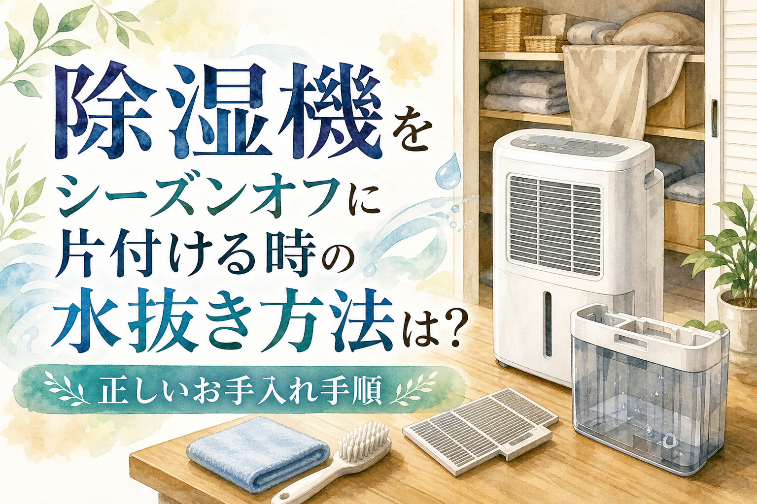 除湿機をシーズンオフに片付ける時の水抜き方法は?正しいお手入れ手順