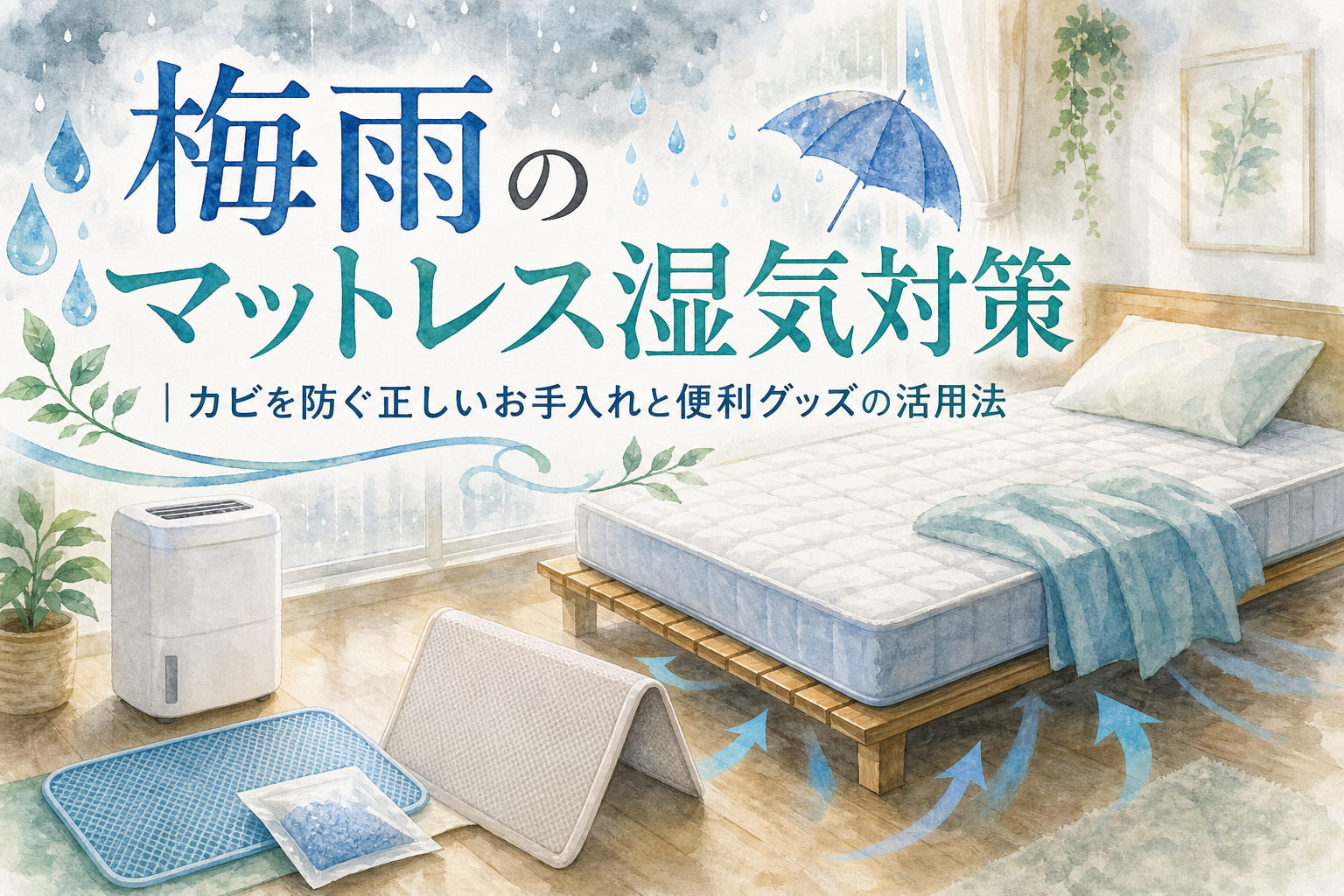 梅雨のマットレス湿気対策|カビを防ぐ正しいお手入れと便利グッズの活用法