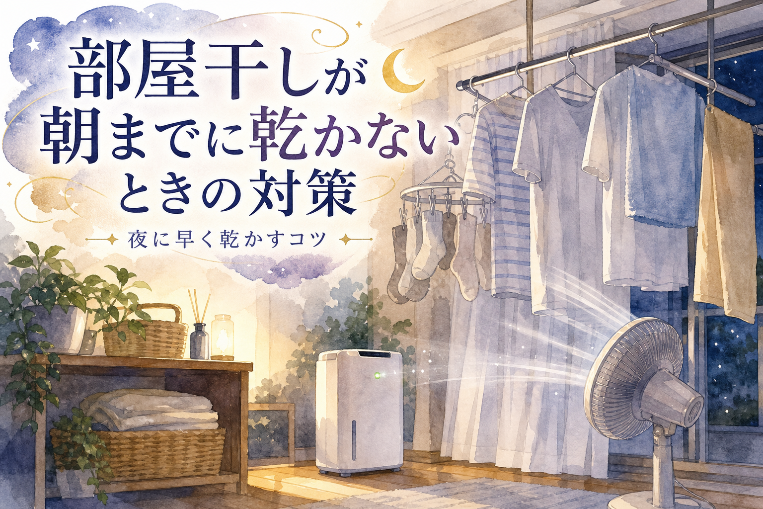 部屋干しが朝までに乾かないときの対策｜夜に早く乾かすコツ