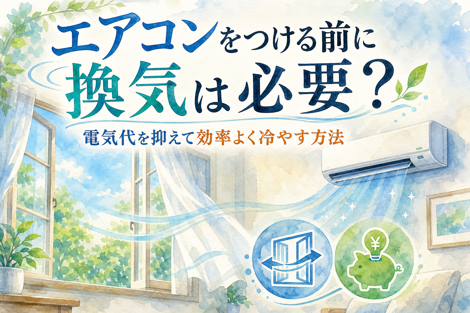 エアコンをつける前に換気は必要?電気代を抑えて効率よく冷やす方法