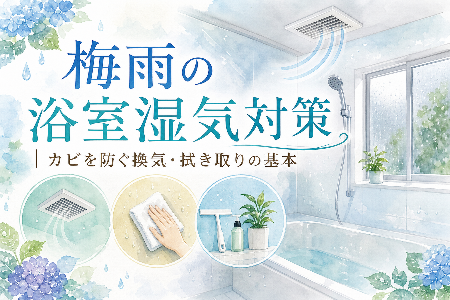 梅雨の浴室湿気対策|カビを防ぐ換気・拭き取りの基本