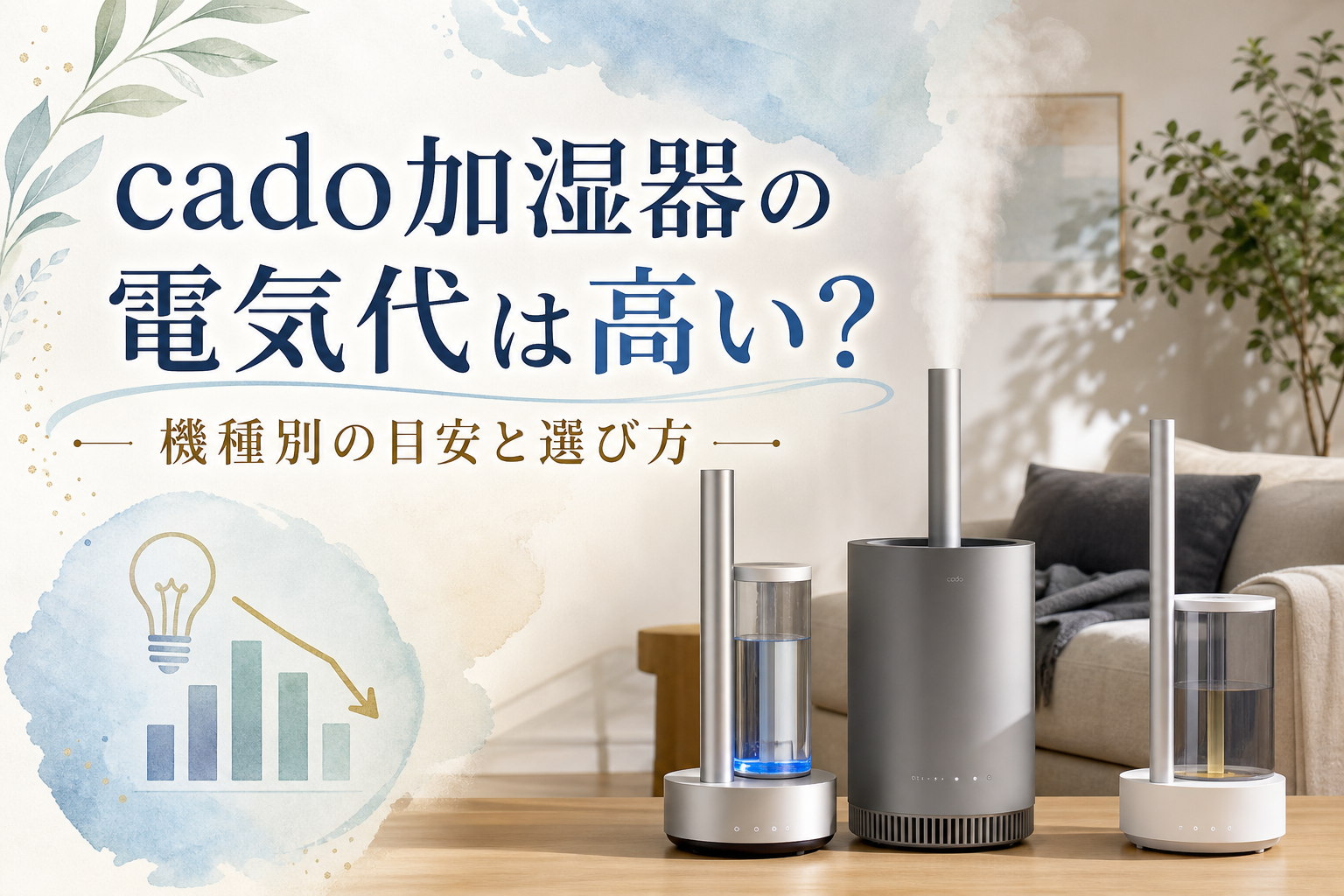 cado加湿器の電気代は高い?機種別の目安と選び方
