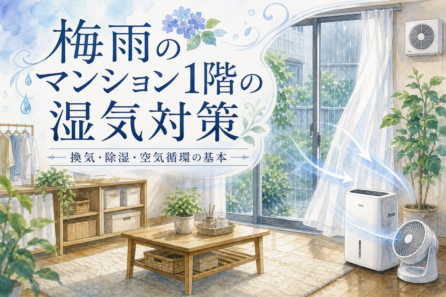 梅雨のマンション1階の湿気対策|換気・除湿・空気循環の基本